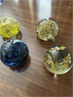 Lot of 4 early small paperweights