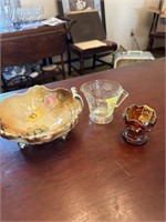 Nippon bowl, carnival glass and yellow depression