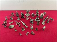 SELECTION OF PEWTER DRAGON FIGURINES