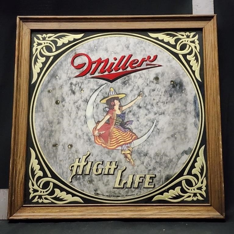 Vintage Miller High Life Mirror "Girl on the Moon"