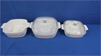 3 Corningware Serving Dishes-2 w/lids