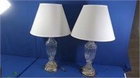 2 Glass Table Lamps w/shades 31"h