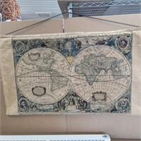 Old World Map  Tapestry 43"×24" hangs on iron bar