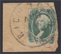 CSA Stamps #13 Used on piece with Richmond,CV $400