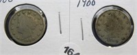 (2) 1900 Liberty Nickels.