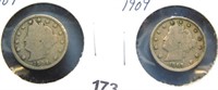 (2) 1909 Liberty Nickels.