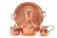 Turkish Hand-Hammered Copper Tea Coffee Pot Set