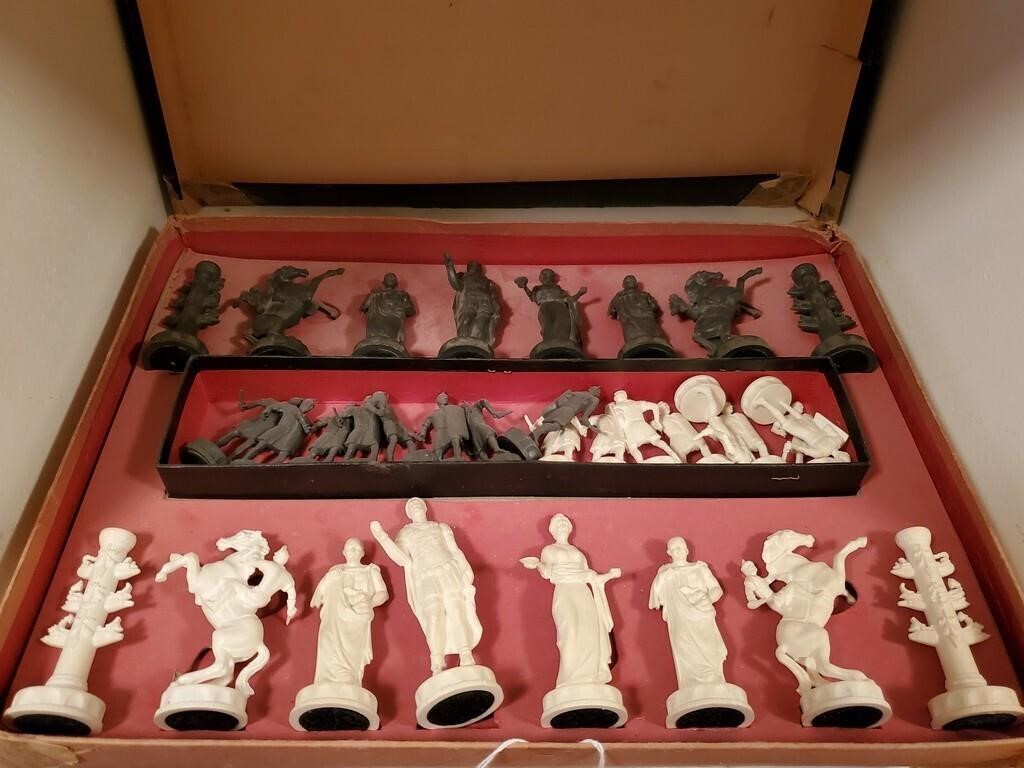 Vintage Resin Chess Set In Box