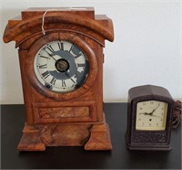 Vintage Walnut Mantle Clock & Hammond Electric