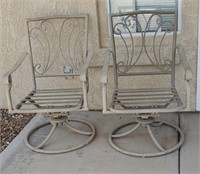 Pair of Metal Swivel Patio Chairs