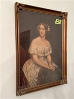 Victorian lady Picture in ornate cornered frame