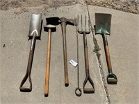 Shovels, Potato Fork, Sledgehammer,