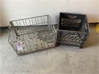 VNTG Metal Crate & Plastic Milk Crate