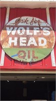 Wolfs head, metal sign, 36” round