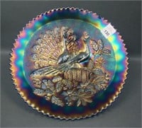 N'Wood Blue Peacocks Stippled Plate