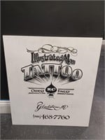 Illustrated Man Tattoo handpainted sign: