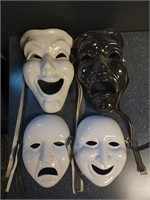 4 Masquerade ceramic masks wall decor