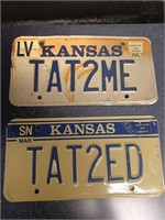Kansas License plates: TAT2ME and TAT2ED