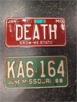 2 Missouri license plates: DEATH & KA6164