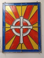 Beautiful Leaded Stained glass with cross: