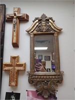 Crosses and mirror wall decor