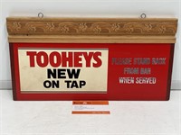 Original TOOHEYS ON TAP Hanging Timber Bar Sign
