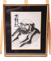Japanese Immortal Hotei Watercolor Painting