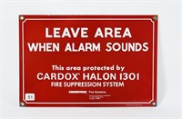 LEAVE AREA WHEN ALARM SOUNDS SSP SIGN