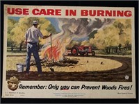 1950’s Use Care In Burning Poster