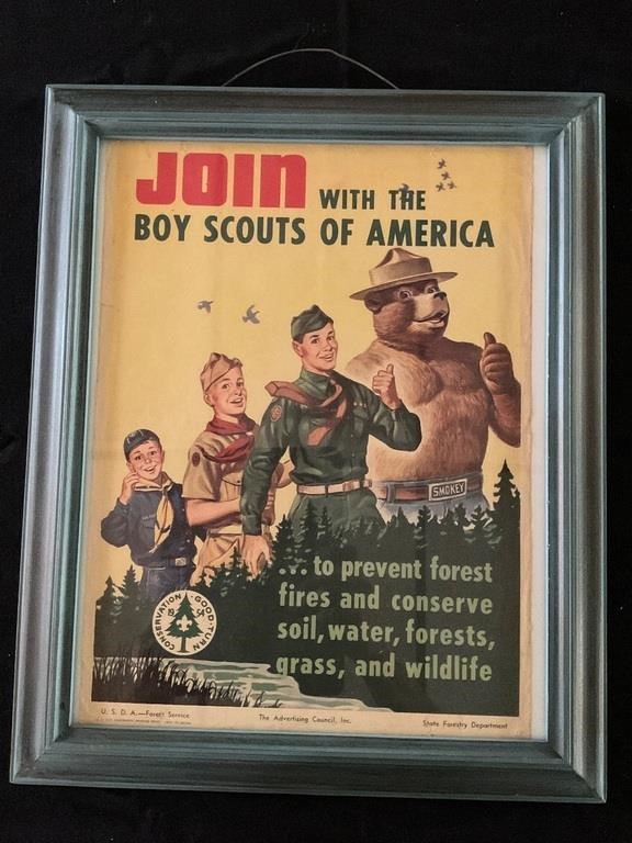 1950’s Boy Scouts Prevent Forest Fires Framed Art