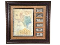 FRAMED ALAMO MAP WITH MONEY