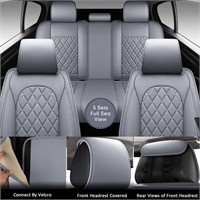 LINGVIDO Breathable Leather Grey Car Seat Covers