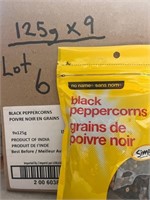 Black Peppercorns 125g x9 BB 11/24