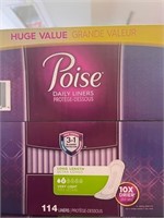 Incontinence Pads Daily Liners Long POISE PK/114