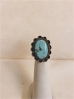 Handmade Sterling Silver Turquoise Ring - Size: 3