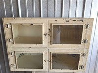 Vintage Metal Cabinet w/ 4 Glass Doors