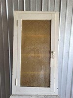Vintage Wooden Cabinet w/ Yellow Tinted Glass Door