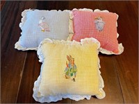 Cross Stitched Baby Pillows, Peter Rabbit,