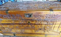 19th Century Asian Hand Carved Trunk! (Wheels Were