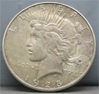 1928-S Peace Silver Dollar. AV.