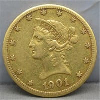 1901-S $10 Gold. XF.