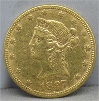 1897 $10 Gold. XF.