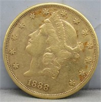 1888-S $20 Gold. XF.