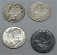 1919, 1925-D, 1928-D, and 1942 Dimes.