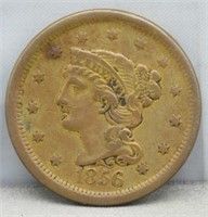 1856 Large Cent, Slantings 5. XF.