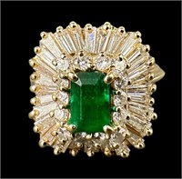 Natural Emerald & Diamond 14K Ring