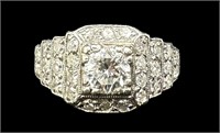 Platinum Art Deco 1.50CTW Carat Diamond Ring