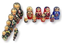 (9) Hand-Painted Russian Matryoshka Nesting Dolls