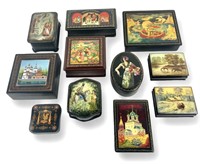 (11) Medium Sized Russian Lacquer Boxes
