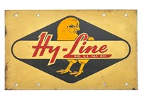 Vintage Hy-Line Chick Seed Two Sided Metal Sign